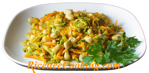 Carote zucchine e fave saltate